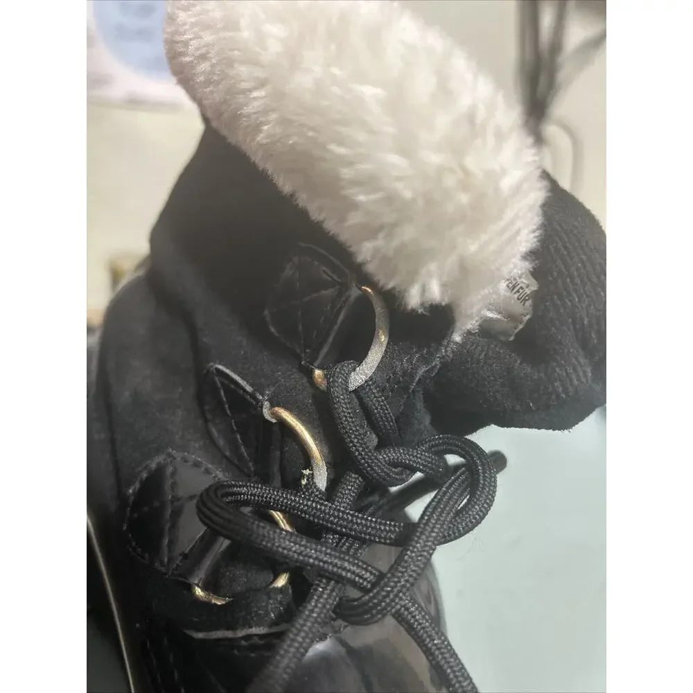 Alpine Design Black Leather Duck Boots Women’s Sz 9 Winter 7068-BLK Aspen Fur